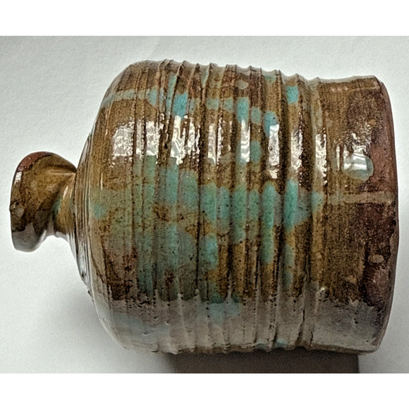 MCM Bailey Studio Art Pottery Glazed Vase Weed Pot Brown Green As Is - Picture 5 of 15